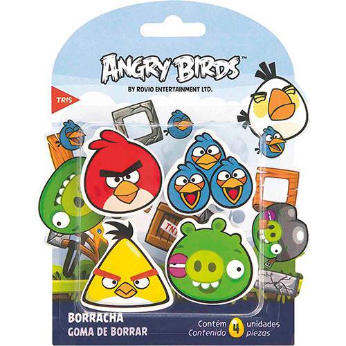 Tamanhos, Medidas e Dimensões do produto Borracha Top Angry Birds Cartela com 4 Unidades Tris