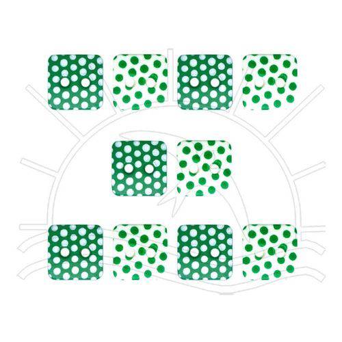 Tamanhos, Medidas e Dimensões do produto Botão Poá Quadrado Verde Bandeira/Branco Tam 10 - 10 Unid