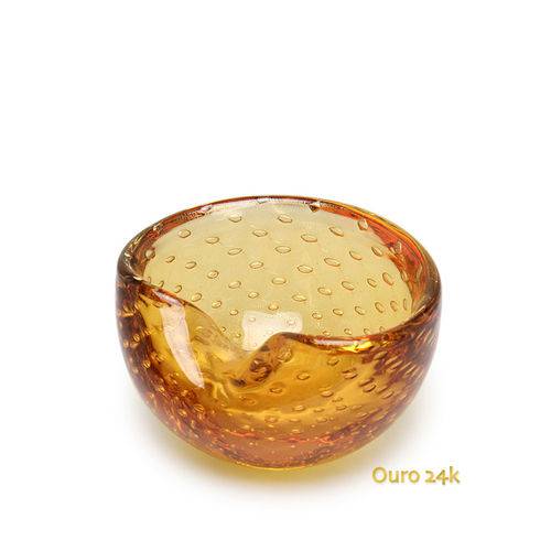 Tamanhos, Medidas e Dimensões do produto Bowl Nº 1 Tela Âmbar com Ouro - Murano - Cristais Cadoro