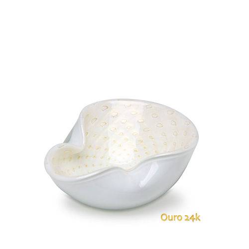 Tamanhos, Medidas e Dimensões do produto Bowl Nº 2 Tela Branco com Ouro - Murano - Cristais Cadoro