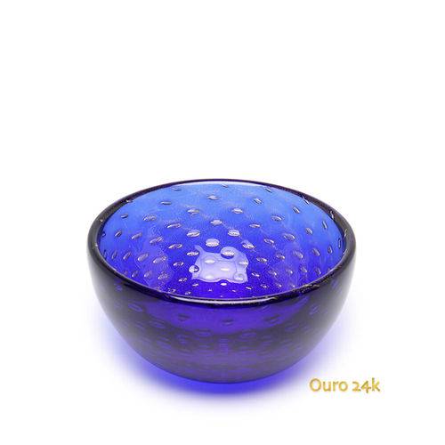 Tamanhos, Medidas e Dimensões do produto Bowl Tela Azul com Ouro - Murano - Cristais Cadoro