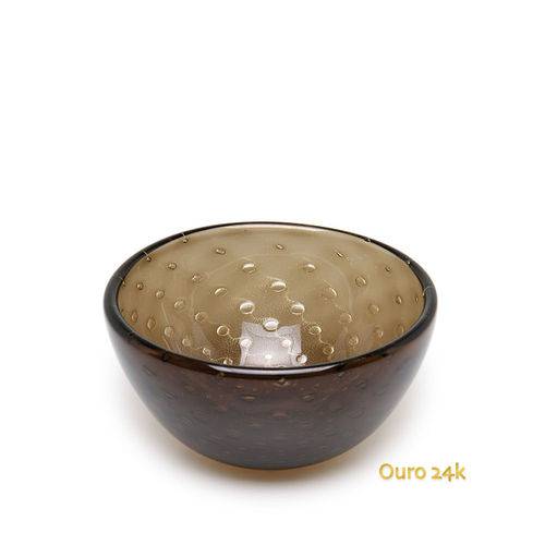 Tamanhos, Medidas e Dimensões do produto Bowl Tela Fumê com Ouro - Murano - Cristais Cadoro