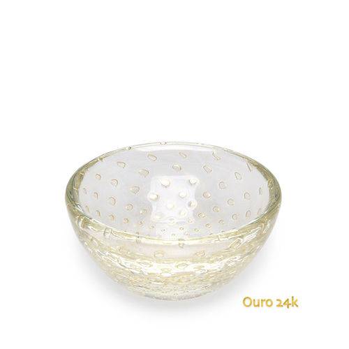 Tamanhos, Medidas e Dimensões do produto Bowl Tela Transparente com Ouro - Murano - Cristais Cadoro