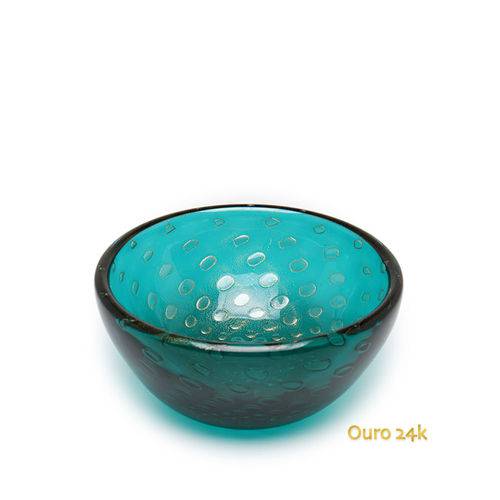 Tamanhos, Medidas e Dimensões do produto Bowl Tela Verde com Ouro - Murano - Cristais Cadoro