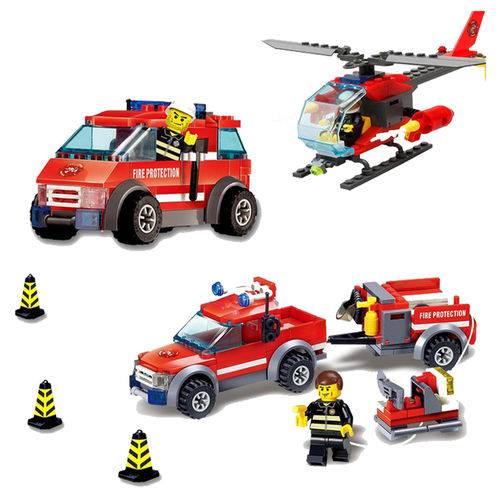 Tamanhos, Medidas e Dimensões do produto Brinquedo Bloco de Montar Coleção Bombeiros Resgate - 100% Compatível Lego