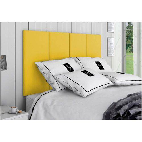 Tamanhos, Medidas e Dimensões do produto Cabeceira Painel 4 Placas para Cama Box Casal 140 Cm Suede Animale Amarelo - TES Decor