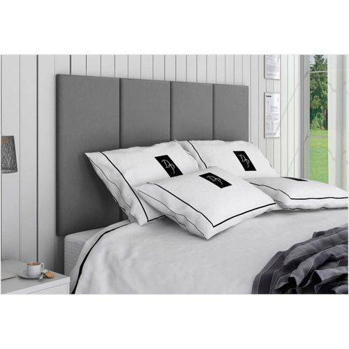 Tamanhos, Medidas e Dimensões do produto Cabeceira Painel 4 Placas para Cama Box Casal 140 Cm Suede Animale Cinza - TES Decor