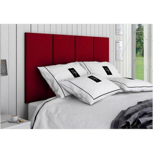 Tamanhos, Medidas e Dimensões do produto Cabeceira Painel 4 Placas para Cama Box Casal 140 Cm Suede Animale Vermelho - TES Decor