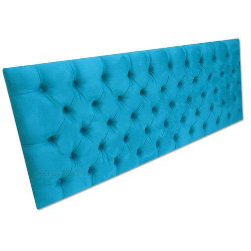 Tamanhos, Medidas e Dimensões do produto Cabeceira para Cama Box Viuva 1,30 em Capitonê Tecido Suede Azul Turquesa