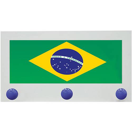 Tamanhos, Medidas e Dimensões do produto Cabideiro de Parede Flag Brasil 3 Ganchos Branco - Kapos