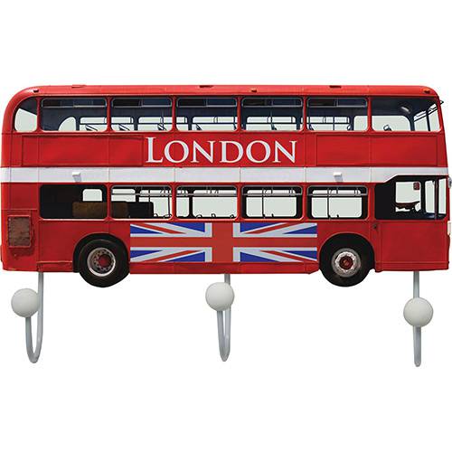 Tamanhos, Medidas e Dimensões do produto Cabideiro de Parede London Bus 3 Ganchos Vermelho - Kapos