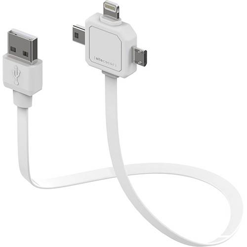 Tamanhos, Medidas e Dimensões do produto Cabo 3 em 1 para Recarga e Sincronização Apple Lightning Micro USB Mini USB 80cm - ELG