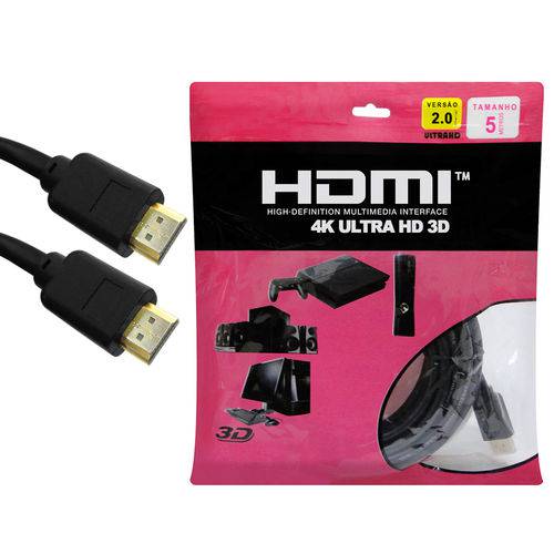Tamanhos, Medidas e Dimensões do produto Cabo Hdmi 2.0 4k Ultra HD 3d Full HD 5 Metros Security Parts