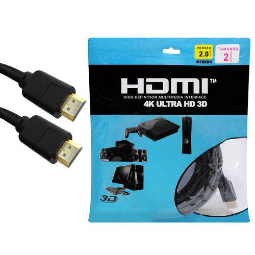 Tamanhos, Medidas e Dimensões do produto Cabo Hdmi 2.0 4k Ultra HD 3d Full HD 2 Metros Security Parts