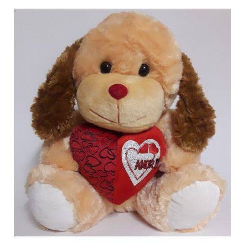 Tamanhos, Medidas e Dimensões do produto Cachorro de Pelúcia com Coração Vermelho - 40cm - Fizzy