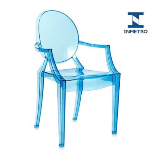Tamanhos, Medidas e Dimensões do produto Cadeira Acrílica Louis Ghost - com Braços - Sophia - Azul Translúcido