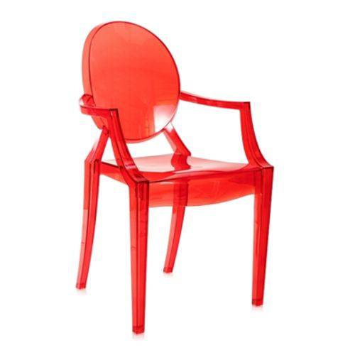 Tamanhos, Medidas e Dimensões do produto Cadeira Acrílica Louis Ghost - com Braços - Sophia - Vermelho Translúcido
