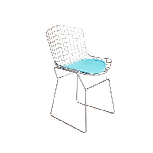 Tamanhos, Medidas e Dimensões do produto Cadeira Bertoia Cercatto Ca01 Pés Cromados e Assento Azul