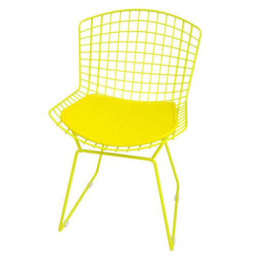 Tamanhos, Medidas e Dimensões do produto Cadeira Bertóia em Aço na Cor Amarela e Almofada Amarela