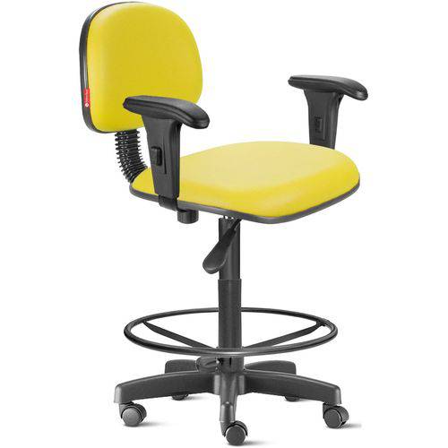 Tamanhos, Medidas e Dimensões do produto Cadeira Caixa Alta com Braços com Rodízios Courvim Amarelo Cb03