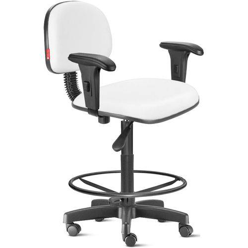 Tamanhos, Medidas e Dimensões do produto Cadeira Caixa Alta com Braços com Rodízios Courvim Branco Cb03