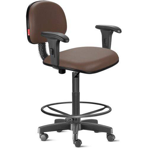 Tamanhos, Medidas e Dimensões do produto Cadeira Caixa Alta com Braços com Rodízios Courvim Marrom Café Cb03