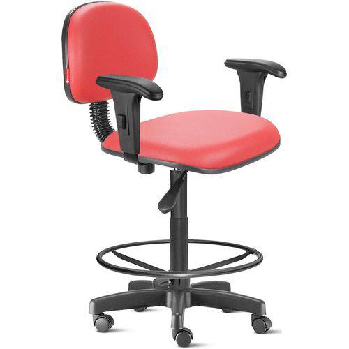 Tamanhos, Medidas e Dimensões do produto Cadeira Caixa Alta com Braços com Rodízios Courvim Vermelho Cb03