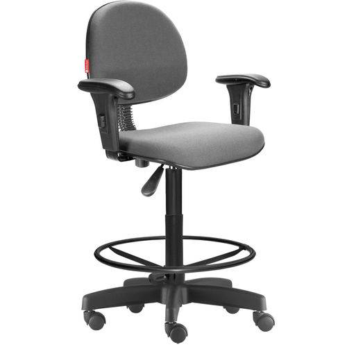Tamanhos, Medidas e Dimensões do produto Cadeira Caixa Alta Portaria Recepção Tecido com Braços Cinza Cb35