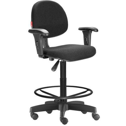 Tamanhos, Medidas e Dimensões do produto Cadeira Caixa Alta Portaria Recepção Tecido com Braços Preto Cb35