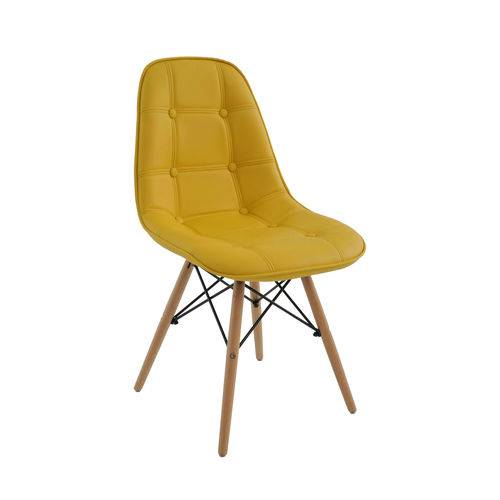 Tamanhos, Medidas e Dimensões do produto Cadeira Charles Eames Eiffel com Base em Madeira - Assento em Botonê Cor Amarela