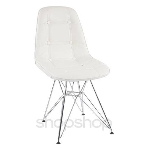 Tamanhos, Medidas e Dimensões do produto Cadeira Charles Eames Eiffel com Base em Metal Cromado - Assento em Botonê Cor Branca