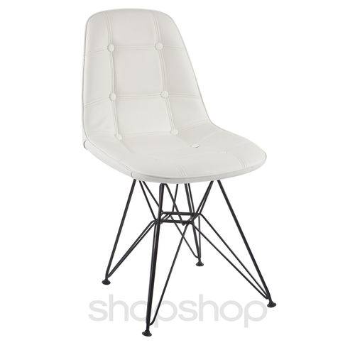 Tamanhos, Medidas e Dimensões do produto Cadeira Charles Eames Eiffel com Base em Metal Preto - Assento em Botonê Cor Branco