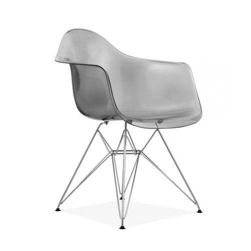 Tamanhos, Medidas e Dimensões do produto Cadeira Charles Eames Eiffel em Policarbonato na Cor Fumê com Braços e Base em Metal