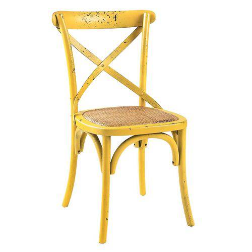 Tamanhos, Medidas e Dimensões do produto Cadeira Cross - Katrina - Vintage - Madeira e Ratan - Amarelo