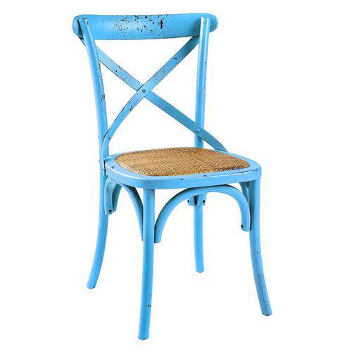 Tamanhos, Medidas e Dimensões do produto Cadeira Cross - Katrina - Vintage - Madeira e Ratan - Azul