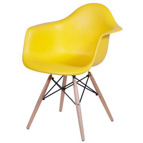 Tamanhos, Medidas e Dimensões do produto Cadeira Dar Wood Amarela Base de Madeira