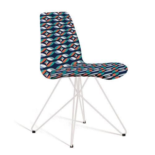 Tamanhos, Medidas e Dimensões do produto Cadeira de Jantar Eames Butterfly Branca e Azul Estampada