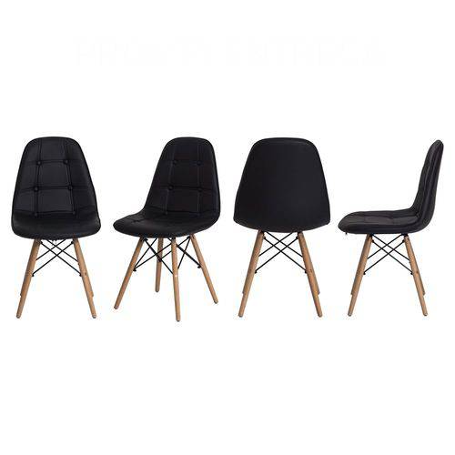 Tamanhos, Medidas e Dimensões do produto Cadeira de Jantar Estofado Charles Eames Botonê Preto com Base Madeira