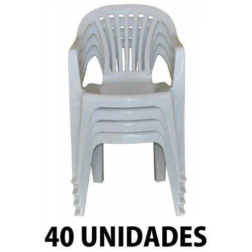 Tamanhos, Medidas e Dimensões do produto Cadeira de Plastico Poltrona Branco Empilhável 40 Unidades