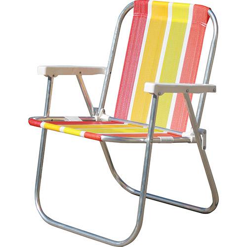 Tamanhos, Medidas e Dimensões do produto Cadeira de Praia Alumínio Amarela Varanda Alta - Botafogo Lar & Lazer