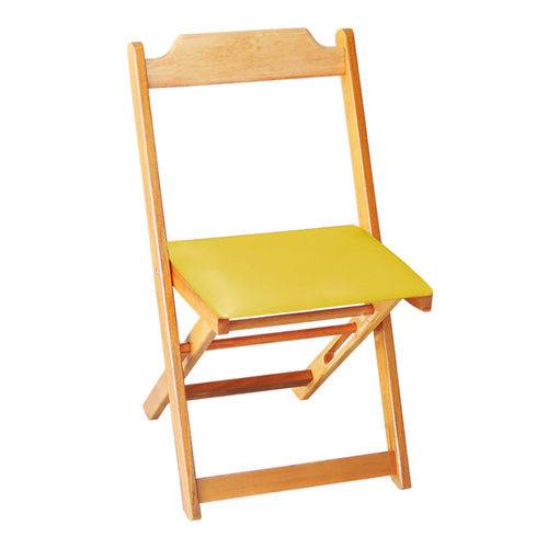 Tamanhos, Medidas e Dimensões do produto Cadeira Dobrável Madeira Maciça Natural com Estofado - Amarelo