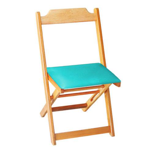 Tamanhos, Medidas e Dimensões do produto Cadeira Dobrável Madeira Maciça Natural com Estofado - Azul