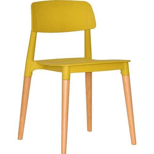 Tamanhos, Medidas e Dimensões do produto Cadeira em Plástico PP e Madeira de Faia - P&W-0018E - Mostarda - Orb