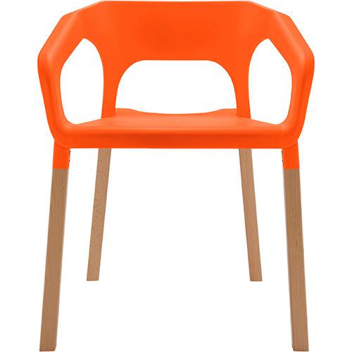 Tamanhos, Medidas e Dimensões do produto Cadeira em Plastico PP e Madeira de Faia - P&W-001E - Laranja - Orb