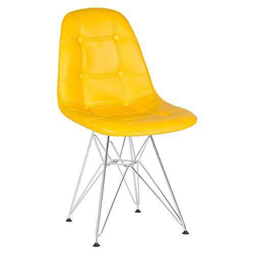 Tamanhos, Medidas e Dimensões do produto Cadeira Estofada Botonê - Amarelo - Metal Cromado