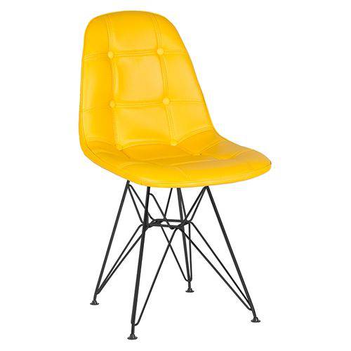 Tamanhos, Medidas e Dimensões do produto Cadeira Estofada Botonê - Amarelo - Metal Preto