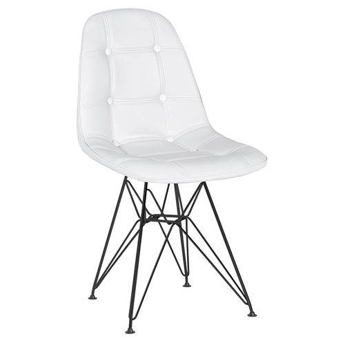 Tamanhos, Medidas e Dimensões do produto Cadeira Estofada Botonê - Branco - Metal Preto