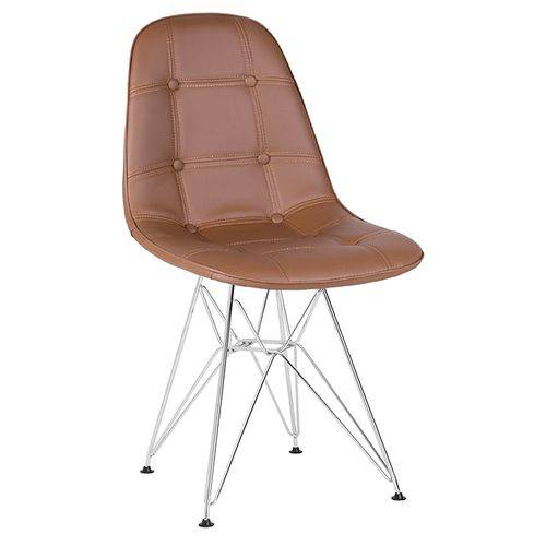 Tamanhos, Medidas e Dimensões do produto Cadeira Estofada Botonê - Marrom - Metal Cromado