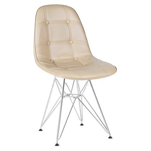 Tamanhos, Medidas e Dimensões do produto Cadeira Estofada Botonê - Nude - Metal Cromado