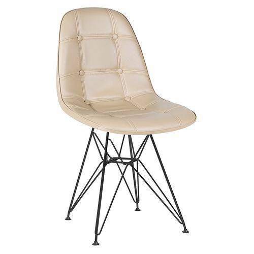 Tamanhos, Medidas e Dimensões do produto Cadeira Estofada Botonê - Nude - Metal Preto
